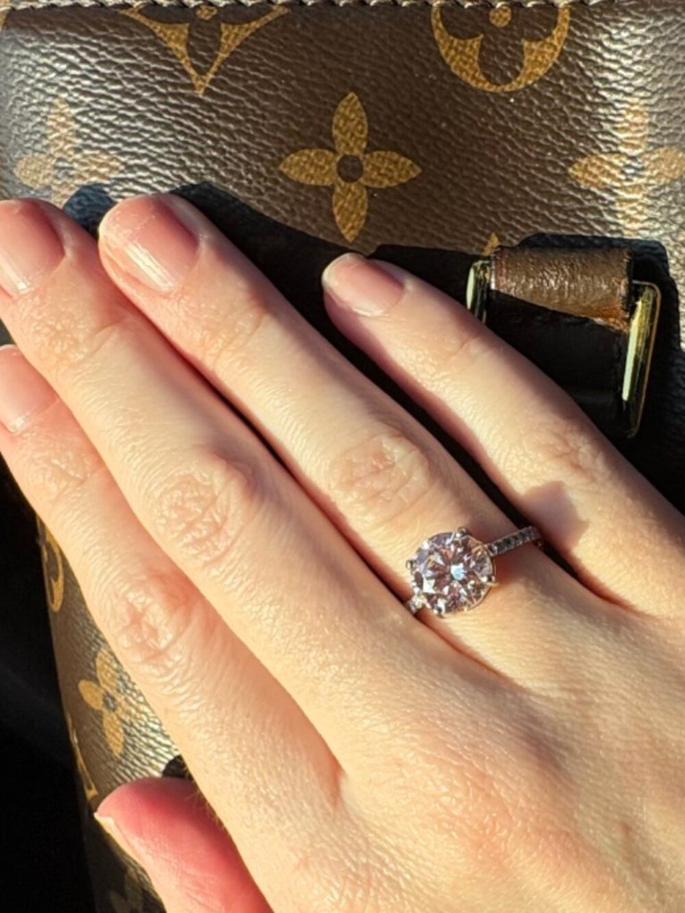 Platinum 2.94 CTW Lab Grown Diamond Ring with Fancy Pink and IGI Report